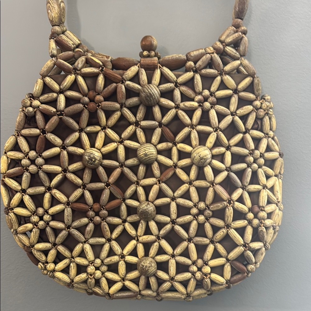 Handcrafted Beaded Women's Bag - Brown and Gold - Picture 3 of 5